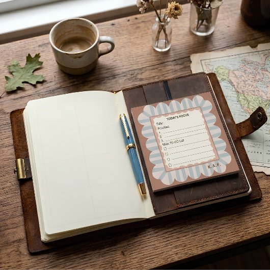 Post-it® Papier notes initiales personnalisées à rayures bl