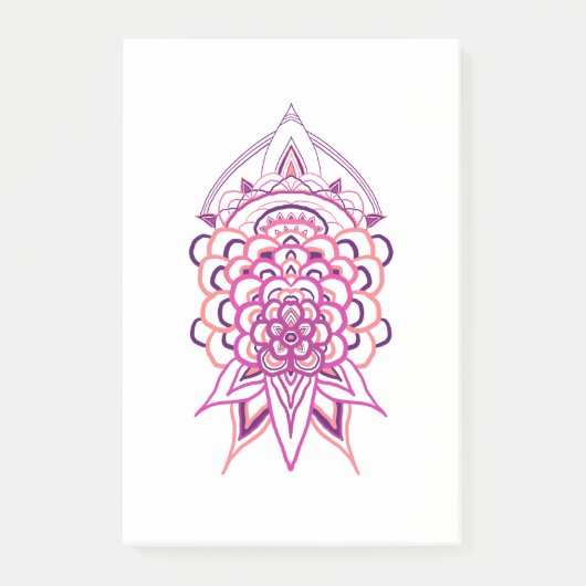 Post-it® Papier-notes Mandala Floral Rose | Bohème Esthétiq (Devant)