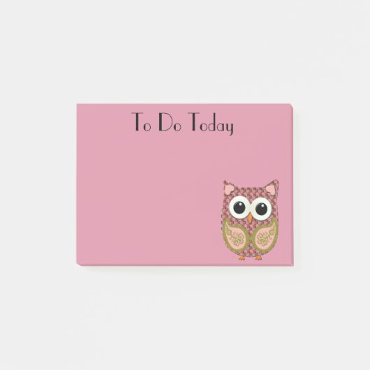Post-it® Papier notes mignon hibou floral rose (Devant)