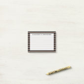 Post-it® Papier notes Monogram Taupe Brun et Rayure Noire (Sur un bureau)