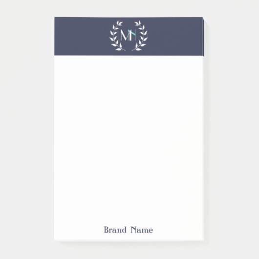 Post-it® Papier-notes Monogramme Couronne de Laurier Bleu M (Devant)