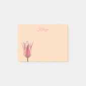 Post-it® Papier notes personnalisé avec nom et tulipe rose (Devant)