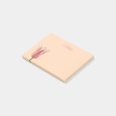 Post-it® Papier notes personnalisé avec nom et tulipe rose (Incliné)