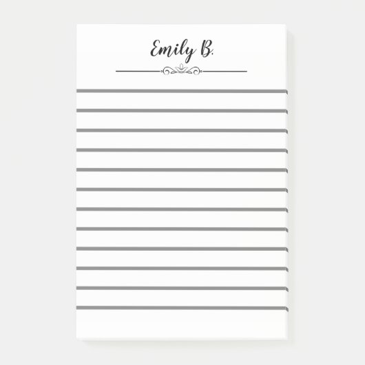 Post-it® Papier notes personnalisés avec nom et lignes (Devant)