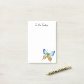 Post-it® Papier notes personnalisés Papillon Arc-en-ciel 4" (Sur un bureau)