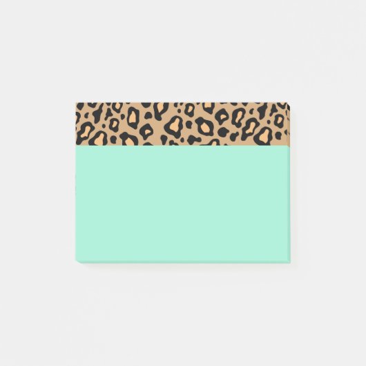 Post-it® Papier notes Post It Imprimé Léopard Turquoise (Devant)