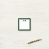 Post-it® Papier notes vert clair avec monogramme pour homme (Sur un bureau)