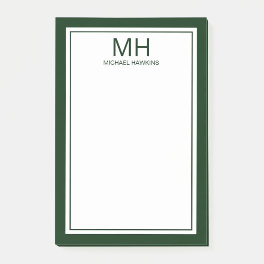 Post-it® Papier notes vert clair avec monogramme pour homme (Devant)
