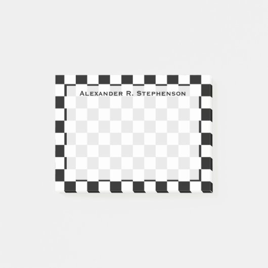 Post-it® Papier quadrillé noir et blanc Monogramme (Devant)