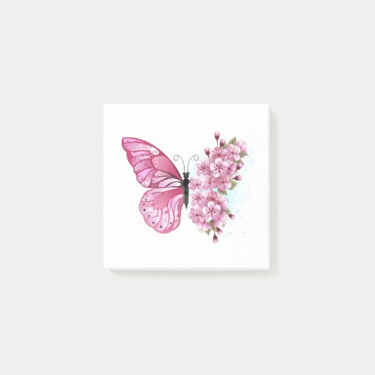 Post-it® Papillon à fleurs avec Sakura rose (Devant)
