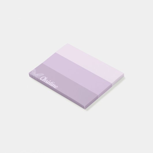 Post-it® Papillon à rayures violet Ombre personnalisé (Incliné)