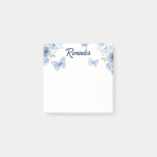 Post-it® Papillon Aquarelle Fleur Bleue Rappel (Devant)