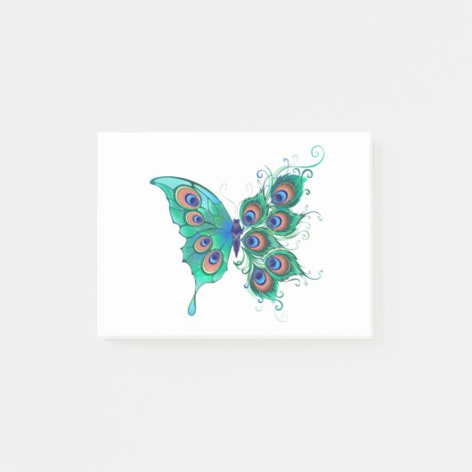 Post-it® Papillon aux plumes de paon vert (Devant)