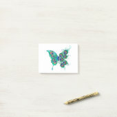 Post-it® Papillon aux plumes de paon vert (Sur un bureau)
