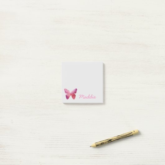 Post-it® Papillon blanc rose (Sur un bureau)