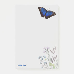 Post-it® Papillon bleu Morpho personnalisé avec billet Fle