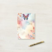 Post-it® Papillon Bleu Orange ailes (Sur un bureau)