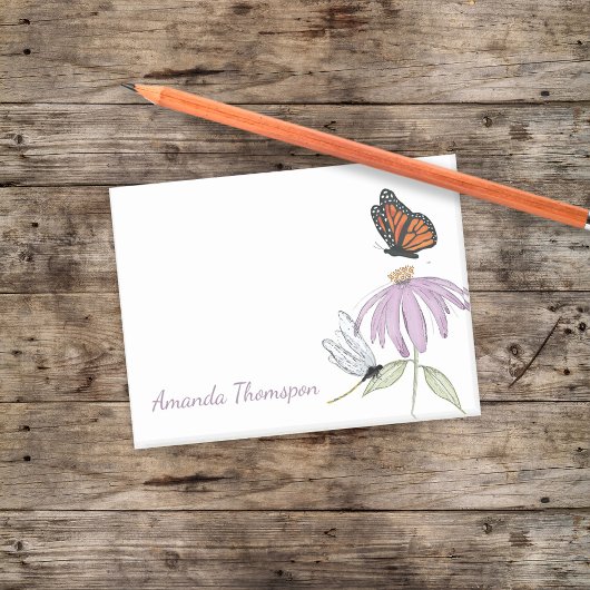 Post-it® Papillon de fleur violette et libellule personnali