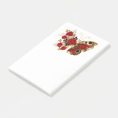 Post-it® Papillon de fleurs rouges aux roses rouges (Incliné)