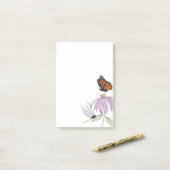 Post-it® Papillon élégant et fleurs violettes Élégant blanc (Sur un bureau)