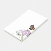 Post-it® Papillon élégant et fleurs violettes Élégant blanc (Incliné)