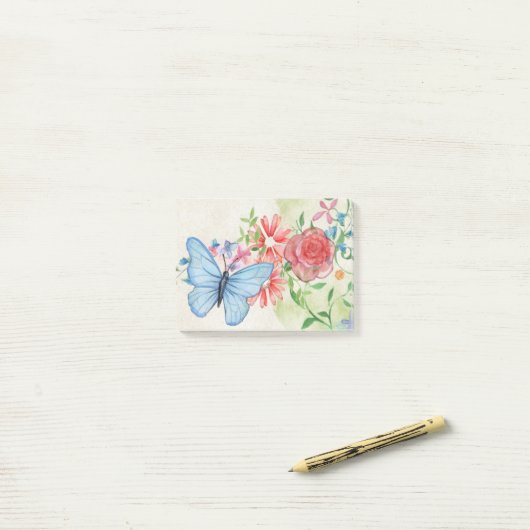 Post-it® Papillon Et Fleurs (Sur un bureau)