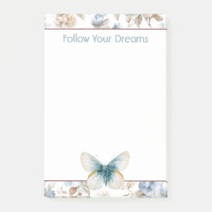 Post-it® Papillon Fleurs Marron Crème Bleu Tan