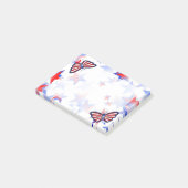 Post-it® Papillon graphique bleu, blanc, rouge indépendant (Incliné)