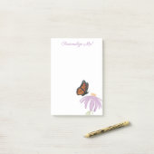 Post-it® Papillon monarque avec fleur de cone pourpre (Sur un bureau)