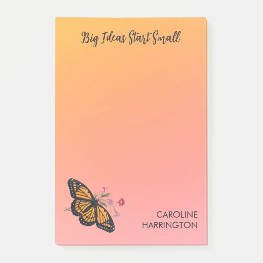 Post-it® Papillon Monarque Orange Plutôt Inspirant (Devant)