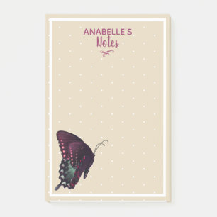 Post-it® Papillon pourpre et points blancs Personnalisés
