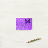 Post-it® Papillon pourpre sur la Parties scintillant (Sur un bureau)