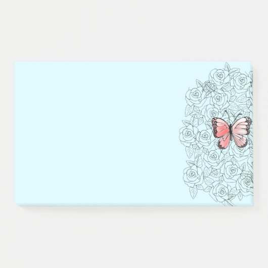 Post-it® Papillon Rose Et Art Rose - (Devant)