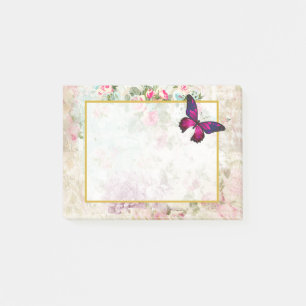 Post-it® Papillon rose et Roses Vintages de Shabby