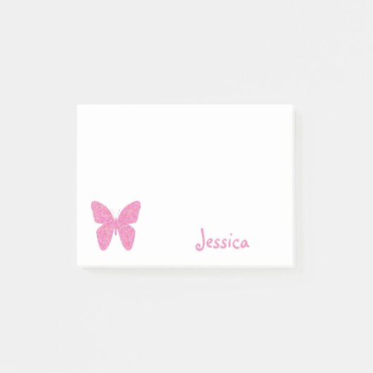 Post-it® Papillon rose Nom personnalisé de la fille (Devant)