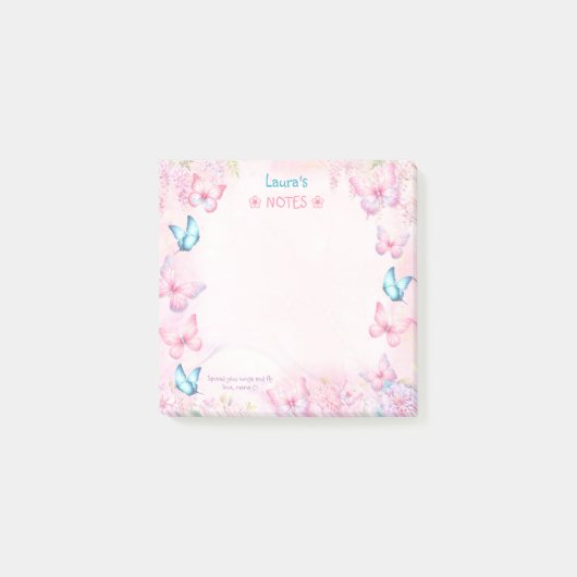 Post-it® Papillon rose violet Nom floral (Devant)