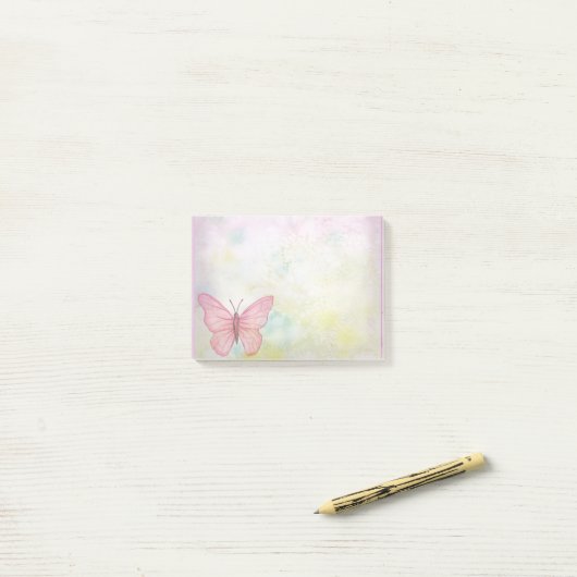 Post-it® Papillon sur aquarelle (Sur un bureau)