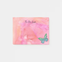 Papillon sur aquarelle rose