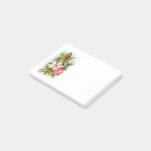 Post-it® Papillon vintage Sur Fleurs (Incliné)