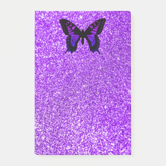 Post-it® Papillon Violet sur Paillettes (Devant)