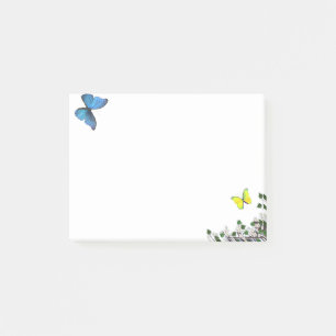 Post-it® Papillons bleus et jaunes et petites fleurs