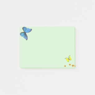 Post-it® Papillons bleus et jaunes et points Confetti or