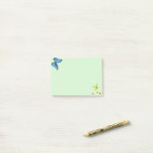 Post-it® Papillons bleus et jaunes & points de confettis do (Sur un bureau)