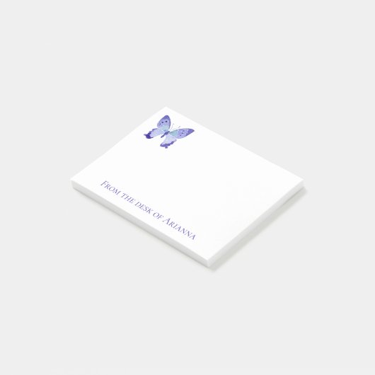 Post-it® Papillons d'aquarelle à papillon bleu violet (Incliné)