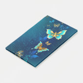 Post-it® Papillons d'or sur un Arrière - plan bleu (Incliné)