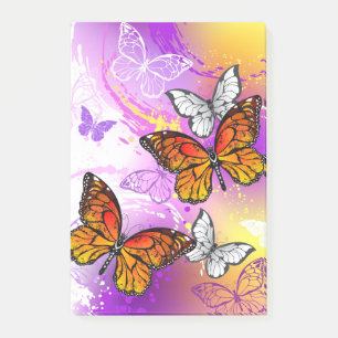 Post-it® Papillons Monarque sur Arrière - plan pourpre