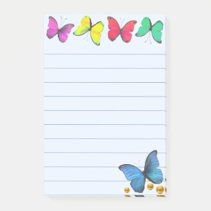 Post-it® Papillons multicolores et confettis sur fond bleu 