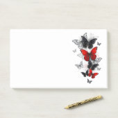 Post-it® Papillons noirs et rouges volants (Sur un bureau)
