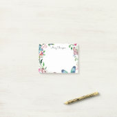 Post-it® Papillons Nom du monogramme floral (Sur un bureau)