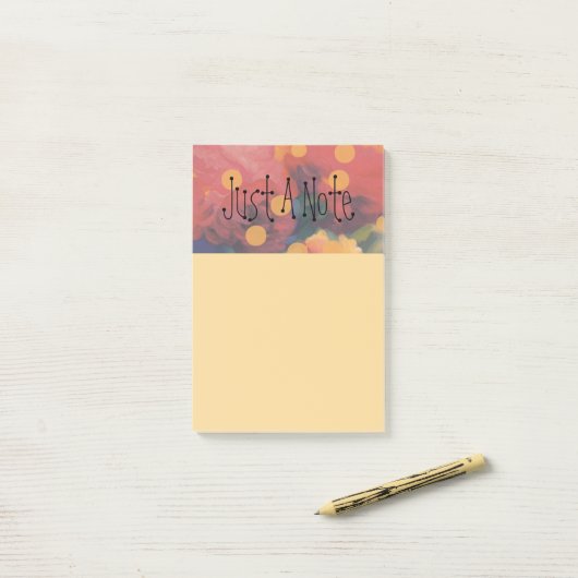 Post-it® Parade Polka Dot Peony "Juste Une Note" (Sur un bureau)